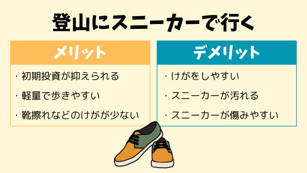 登山にスニーカーで行くメリットとデメリット