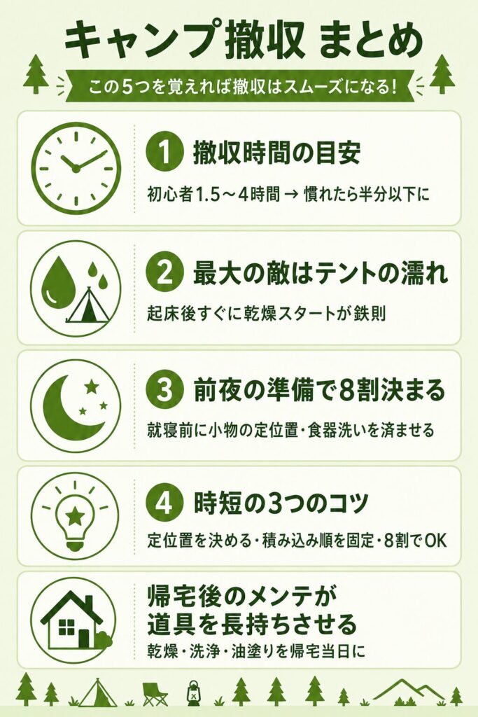 撤収のまとめ図解