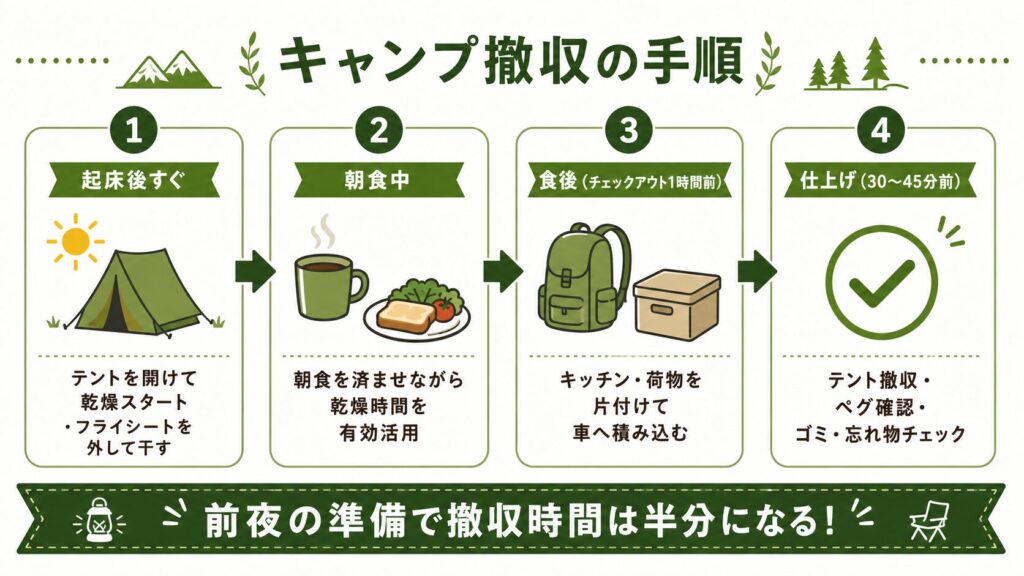 キャンプ道具撤収手順