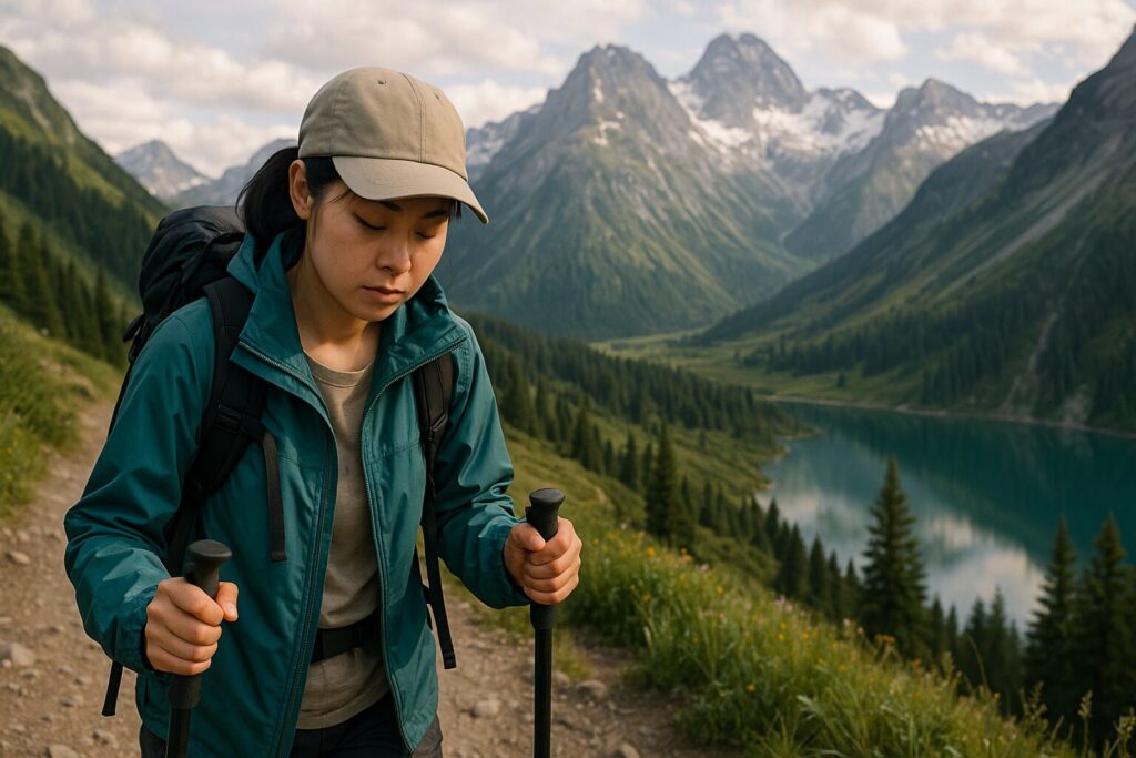 足元ばかり見ていて、周りの美しい景色に気づいていない登山者