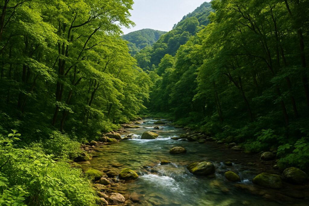 手付かずの美しい自然(森や川など)