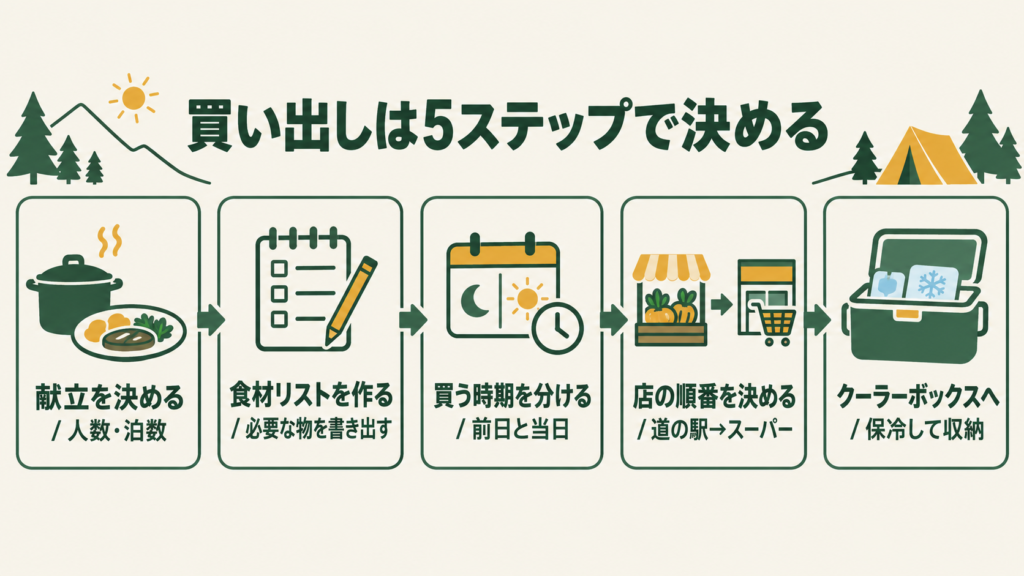 買い出し5ステップキャンプガイド